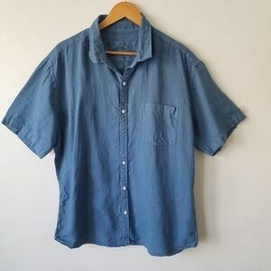 Original Paperbacks Vernon California 100% Linen Short Sleeve Button Front Shirt